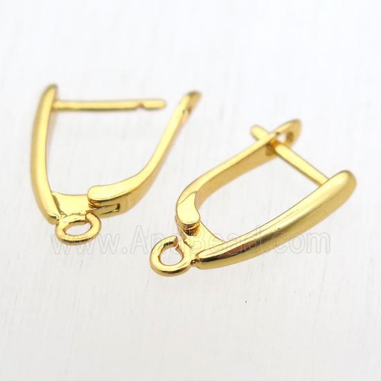 copper Latchback Earrings with loop, gold plated