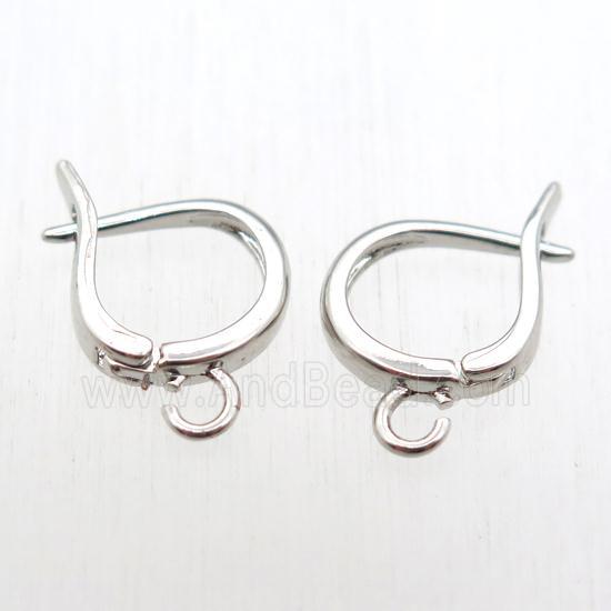 copper Latchback Earrings hook with loop, platinum plated