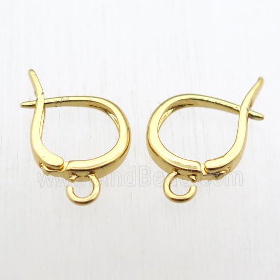 copper Latchback Earrings hook with loop, gold plated