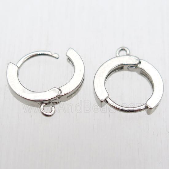 copper Latchback Earrings hoop with loop, platinum plated