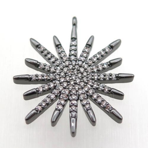 copper sun pendant paved zircon, black plated