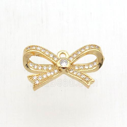 copper knot pendant paved zircon, gold plated