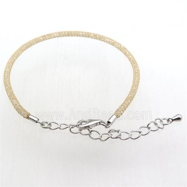 copper mesh bracelet chain with rhinestone, gold plated