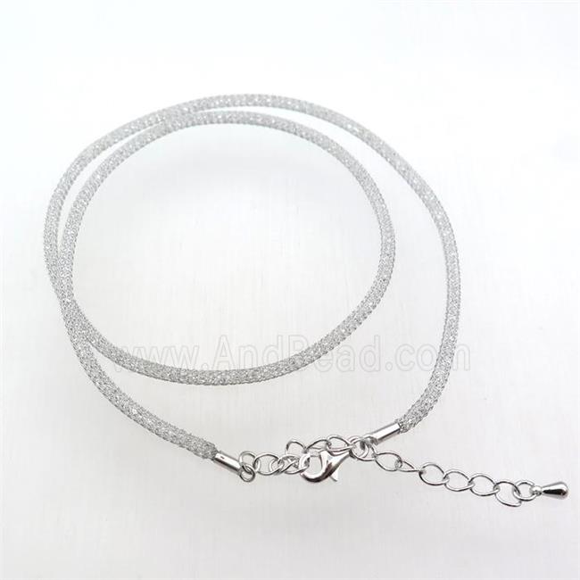 copper mesh nceklace chain with rhinestone, platinum plated