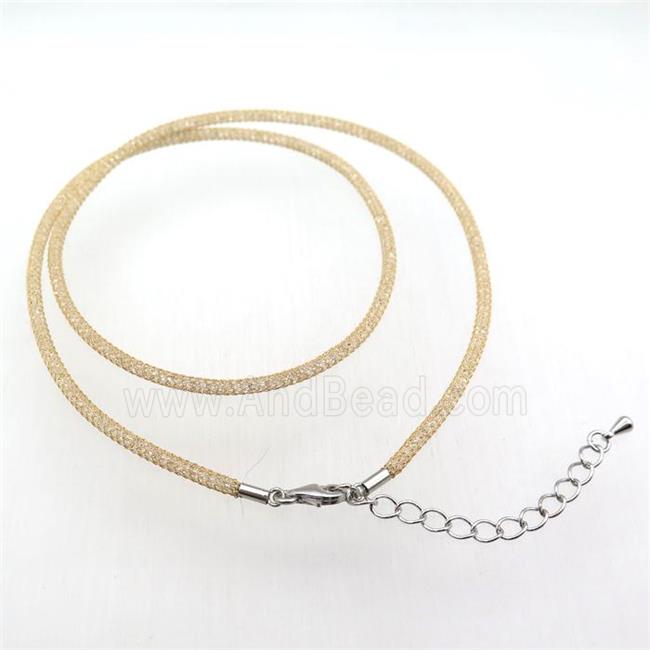 copper mesh nceklace chain with rhinestone, gold plated
