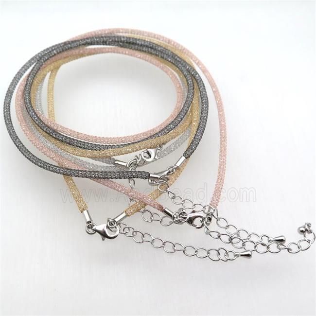 copper mesh nceklace chain with rhinestone, mixed color