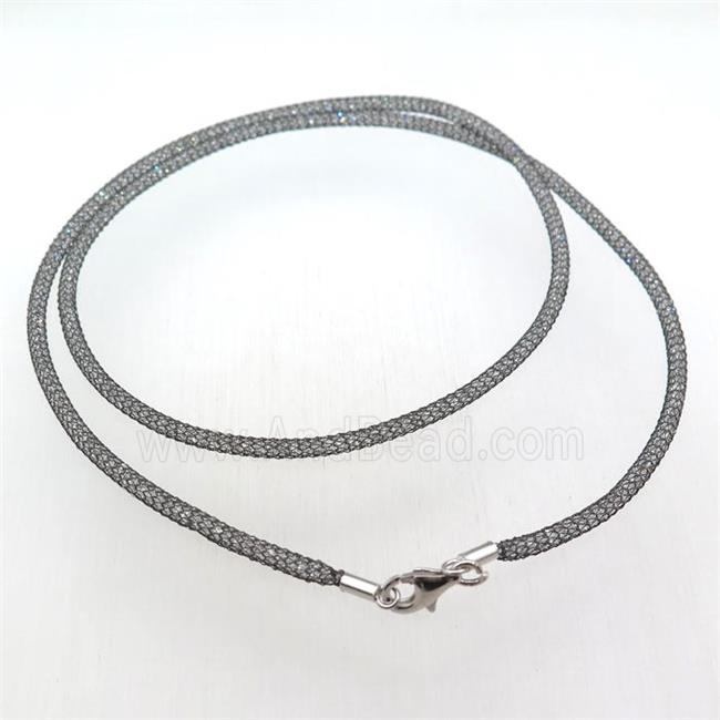 copper mesh nceklace chain with rhinestone, black plated