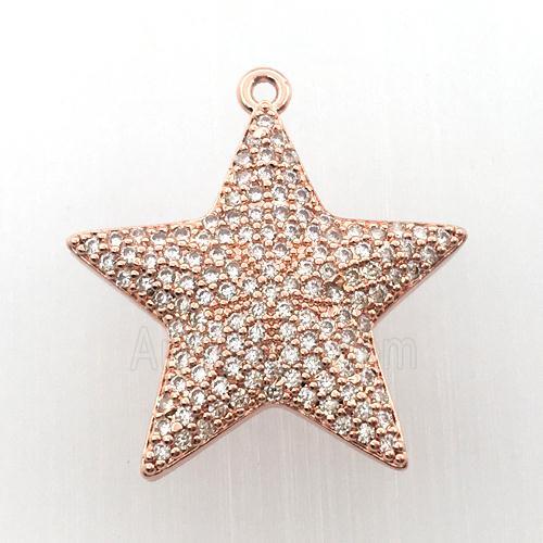 copper star pendant pave zircon, rose gold