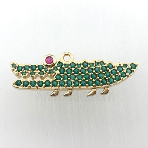 copper shark pendant pave zircon, gold plated