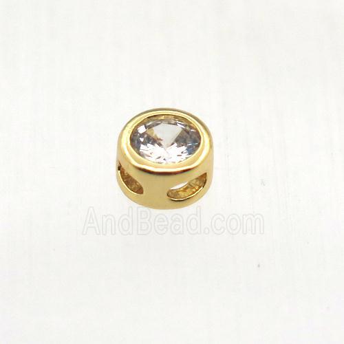 copper beads pave zircon, circle, gold plated