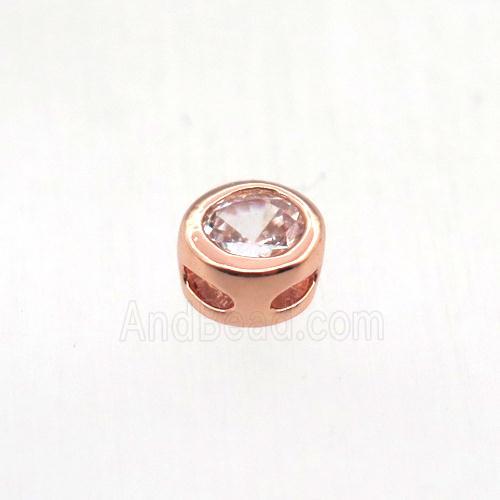 copper beads pave zircon, circle, rose gold