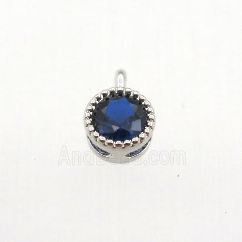 copper pendant pave zircon, circle, platinum plated