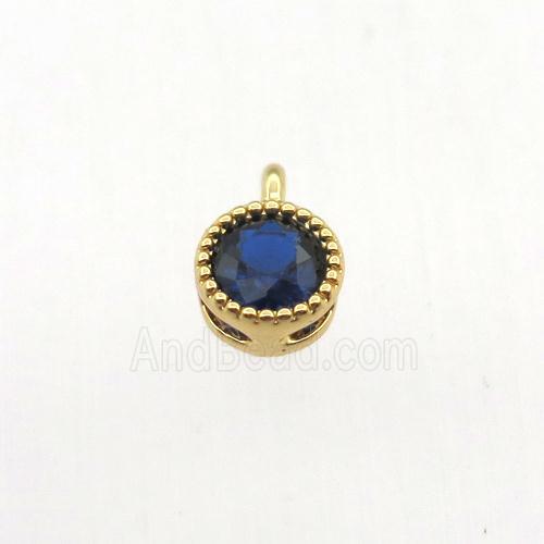 copper pendant pave zircon, circle, gold plated