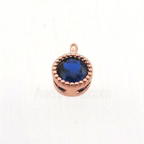 copper pendant pave zircon, circle, rose gold