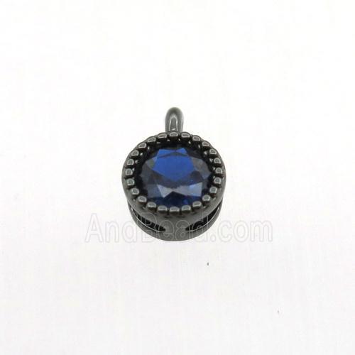 copper pendant pave zircon, circle, black plated