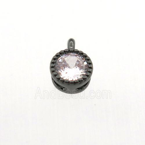 copper pendant pave zircon, circle, black plated