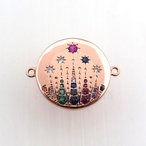 copper circle connector paved zircon, rose gold