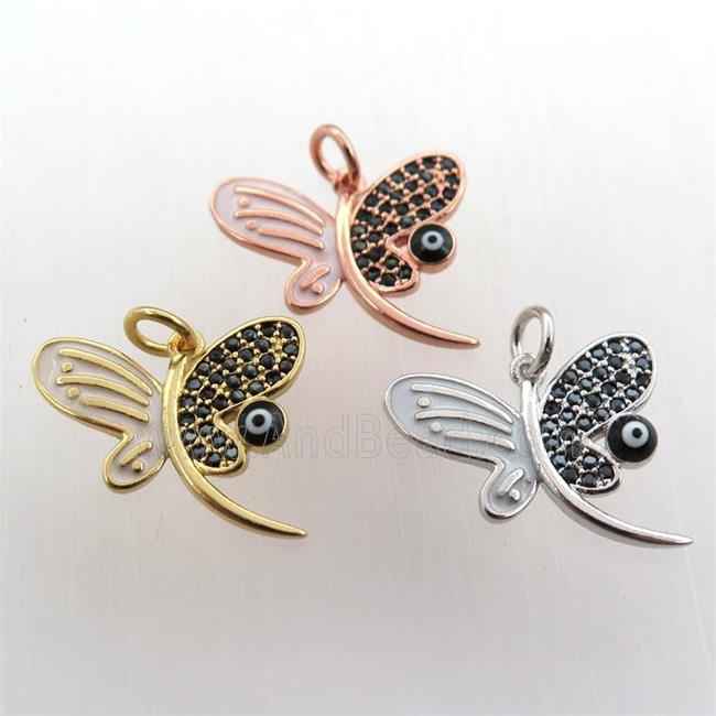 copper dragonfly pendant paved zircon, mix color