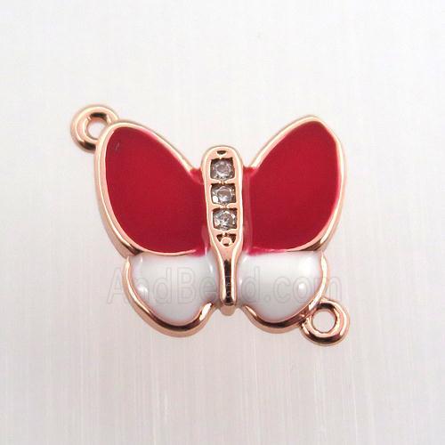 copper butterfly connector paved zircon, rose gold