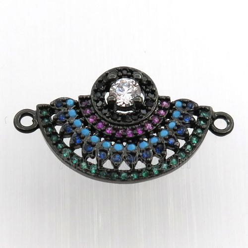 copper fan pendant paved zircon, black plated