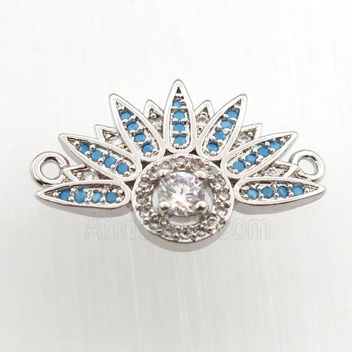 copper fan pendant paved zircon, platinum plated