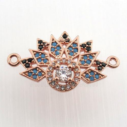 copper pendant paved zircon with 2loops, rose gold