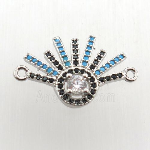 copper pendant paved zircon with 2loops, platinum plated
