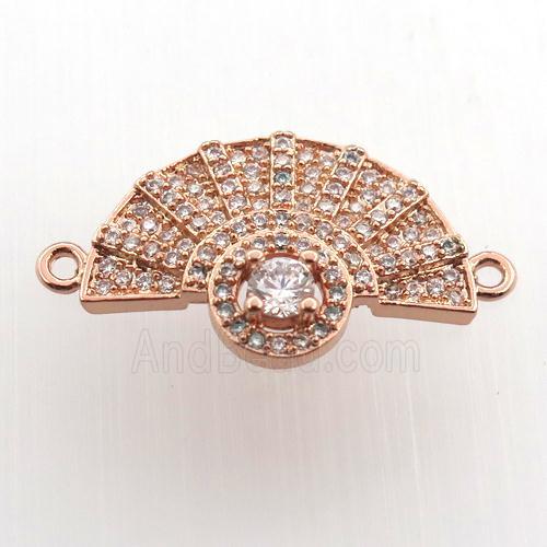 copper fan pendant paved zircon, rose gold