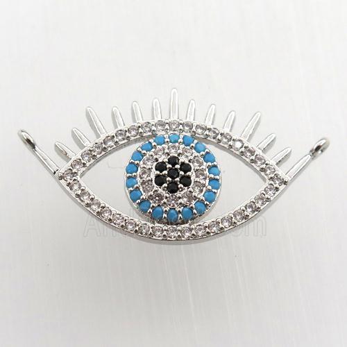 copper eye pendant paved zircon with 2loops, platinum plated