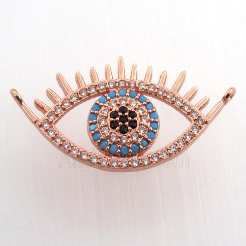 copper eye pendant paved zircon with 2loops, rose gold