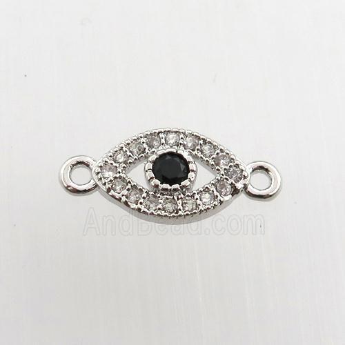 copper eye connector paved zircon, platinum plated