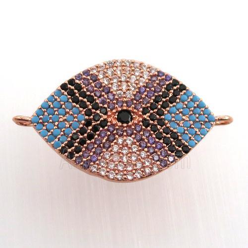copper eye connector paved zircon, rose gold