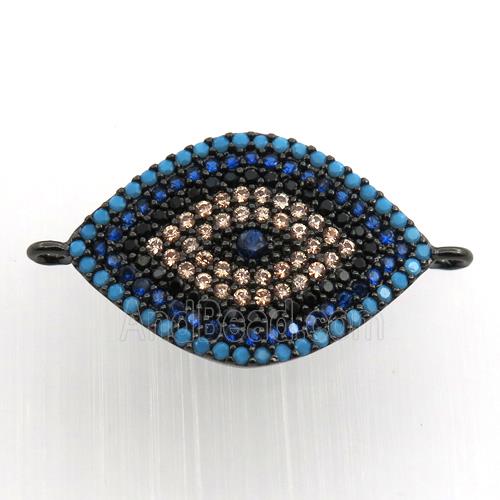 copper eye connector paved zircon, black plated