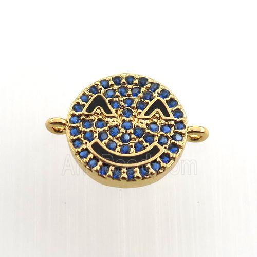 copper Emoji connector paved zircon, gold plated