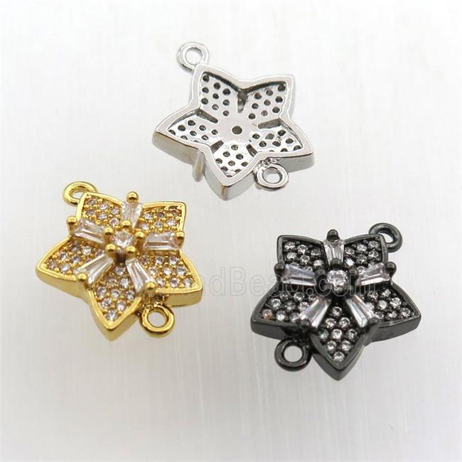 copper flower connector paved zircon, mix color