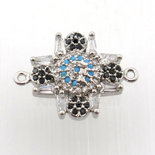 copper connector paved zircon, platinum plated