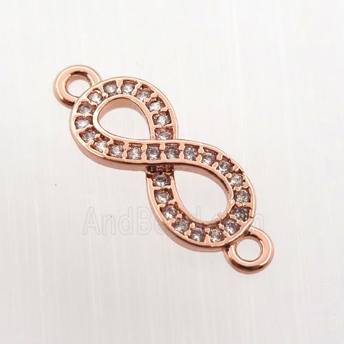 copper infinity connector paved zircon, rose gold