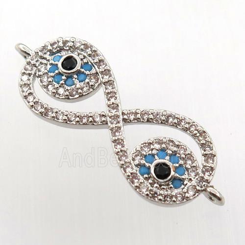 copper infinity connector paved zircon, platinum plated