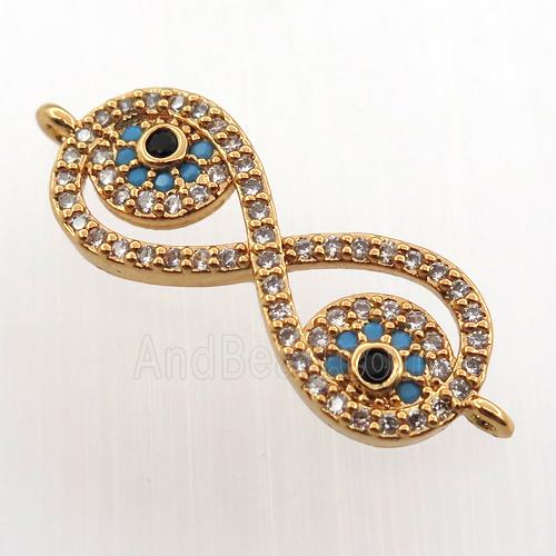copper infinity connector paved zircon, gold plated