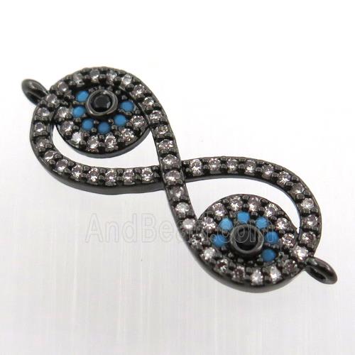 copper infinity connector paved zircon, black plated