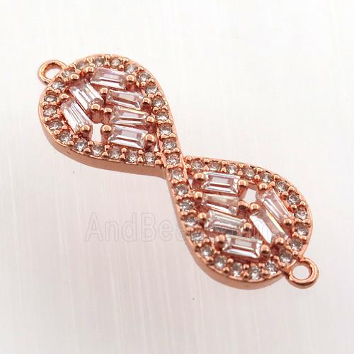 copper infinity connector paved zircon, rose gold