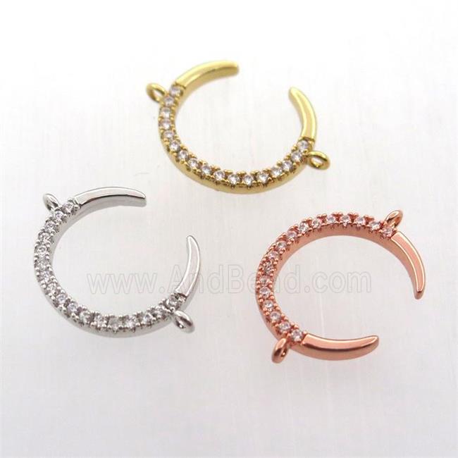 copper crescent connector paved zircon, mix color