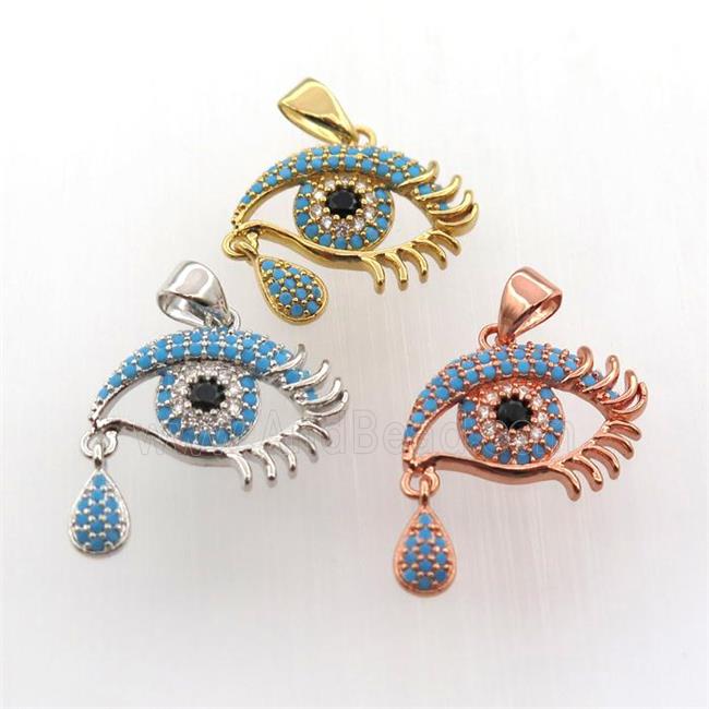 copper eye pendant paved zircon, mix color