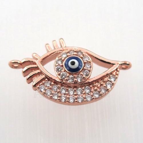 copper eye connector paved zircon, rose gold