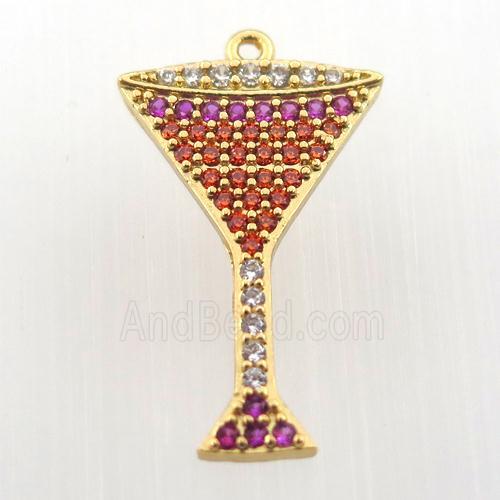 copper cup pendant paved zircon, gold plated