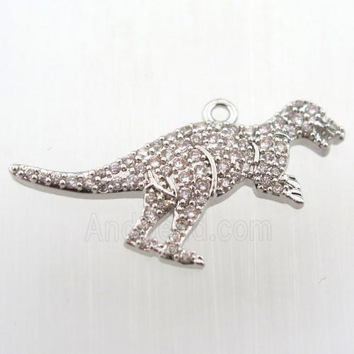 copper dragon pendant paved zircon, platinum plated