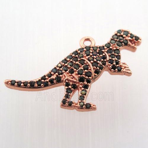 copper dragon pendant paved zircon, rose gold