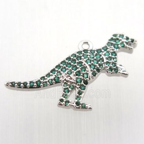 copper dragon pendant paved zircon, platinum plated