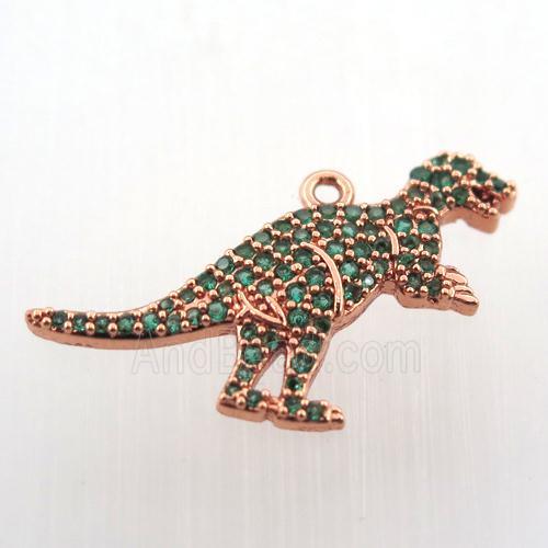 copper dragon pendant paved zircon, rose gold