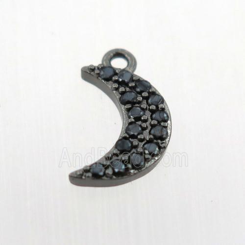 copper moon pendant paved zircon, black plated